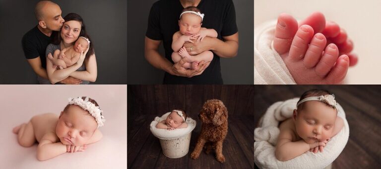 baby sleeping for newborn photo session with parents and big sister