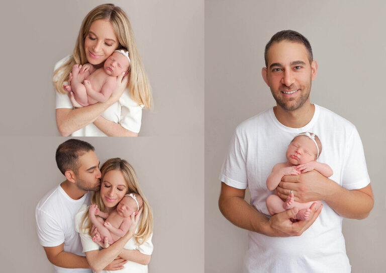 parents holding newborn baby girl